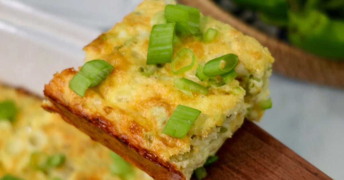 baked green chile breakfast casserole in dish