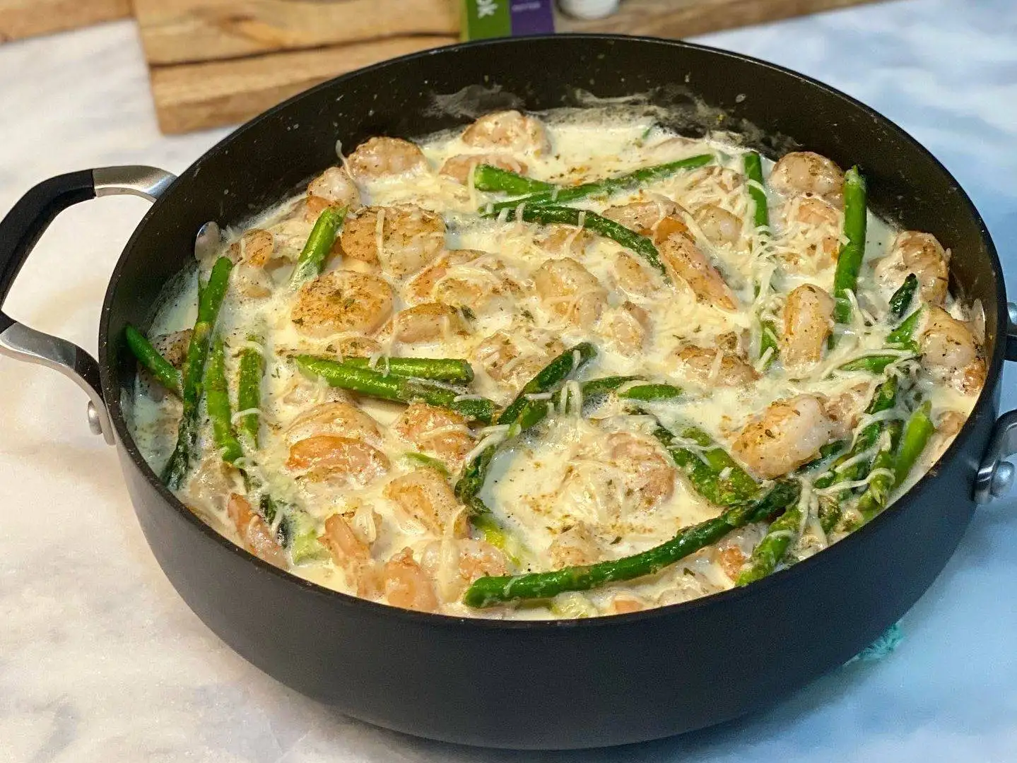 Keto Shrimp & Asparagus Skillet