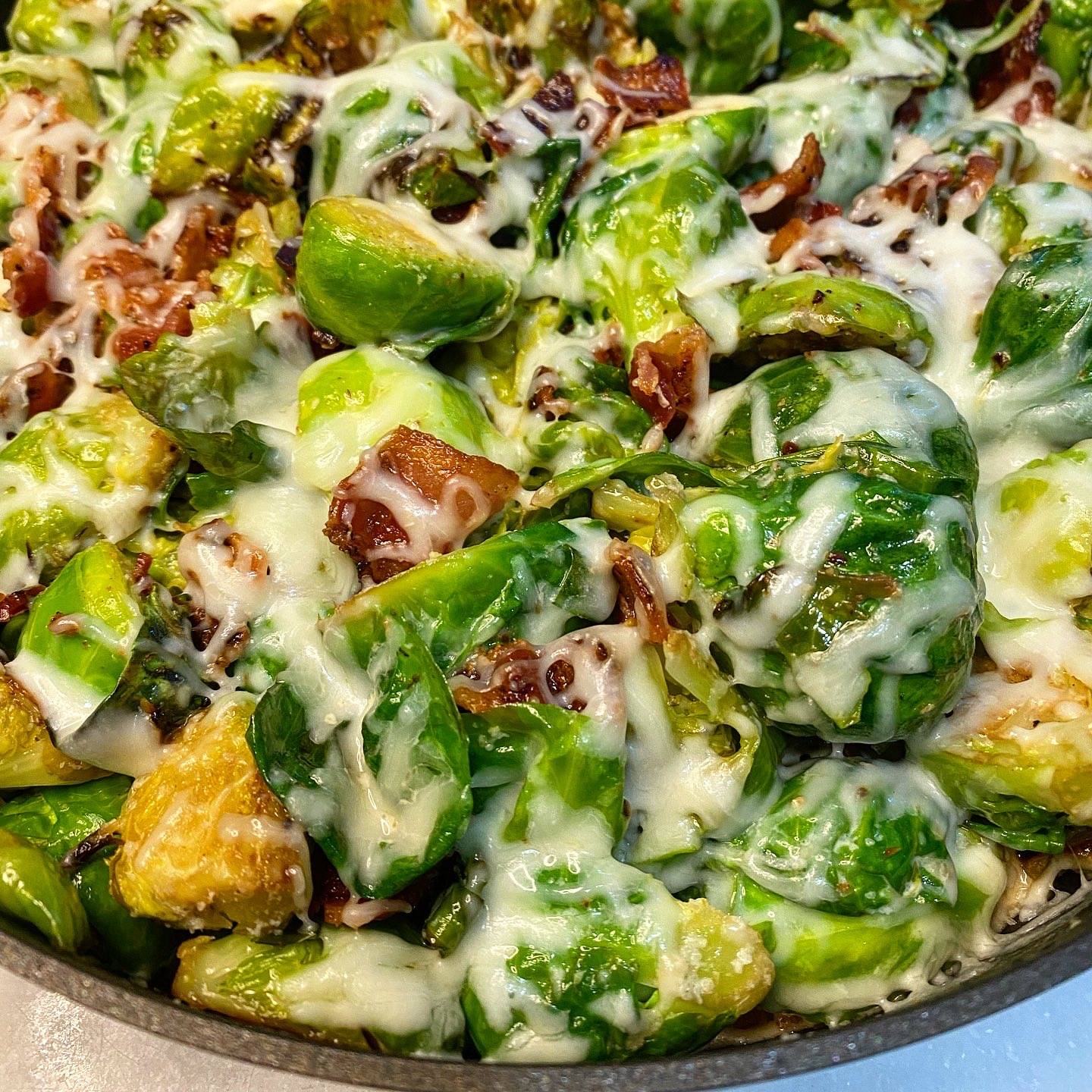 cheesy bacon brussels sprouts