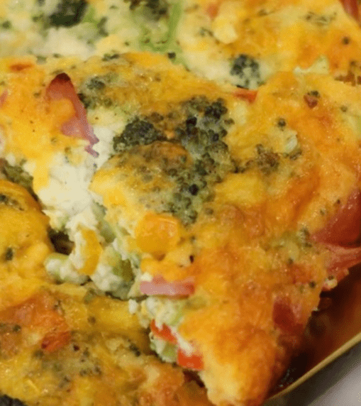 keto ham and cheese quiche with veggies