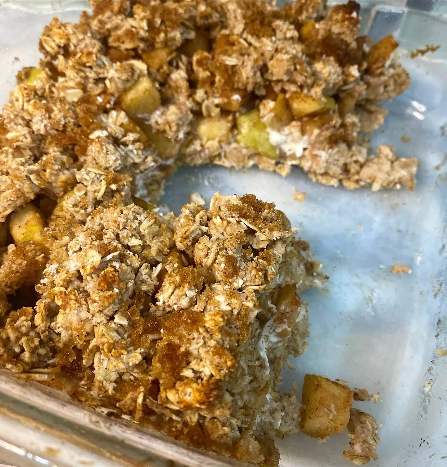 caramel apple cheesecake bars in pan