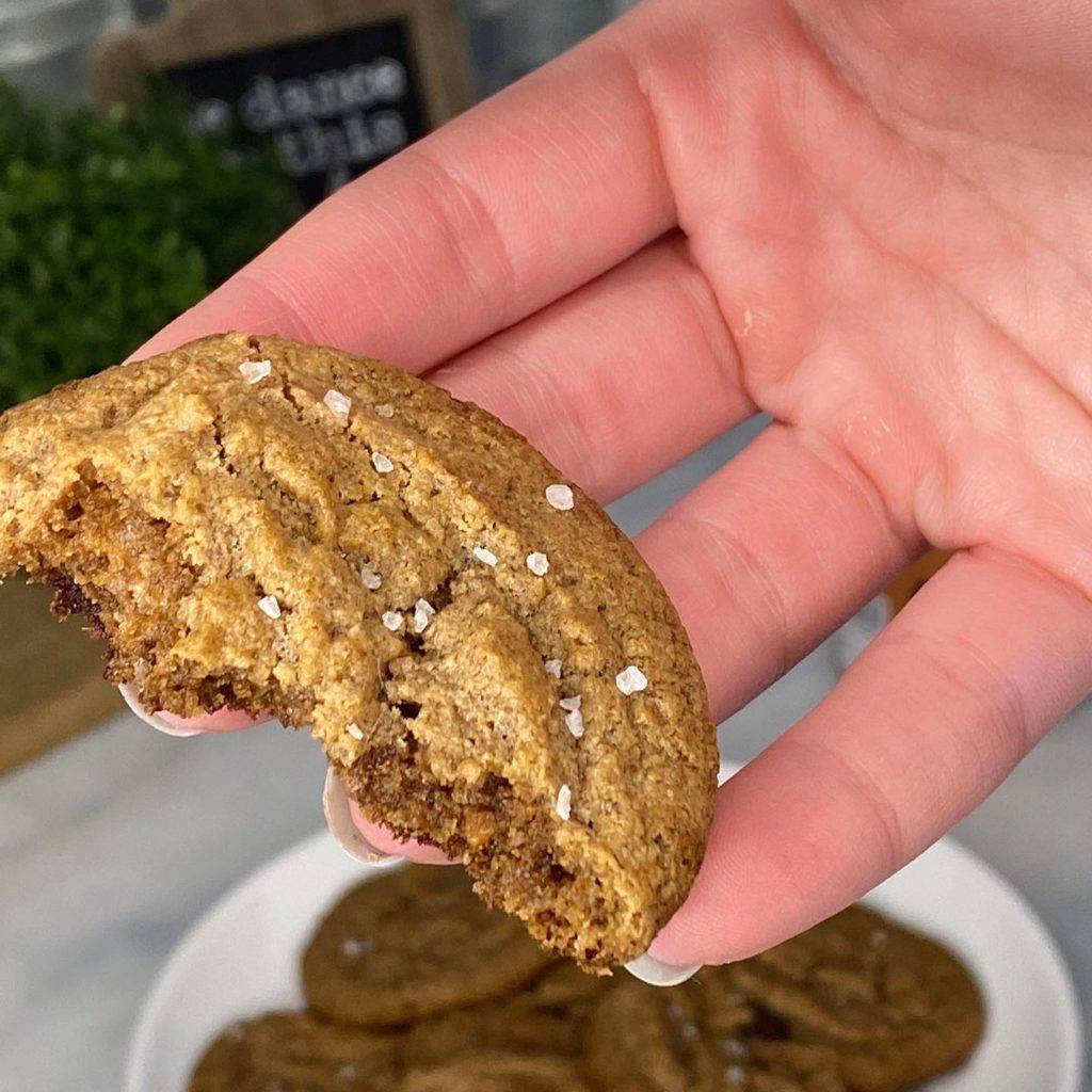 close up chocolate chip cookies