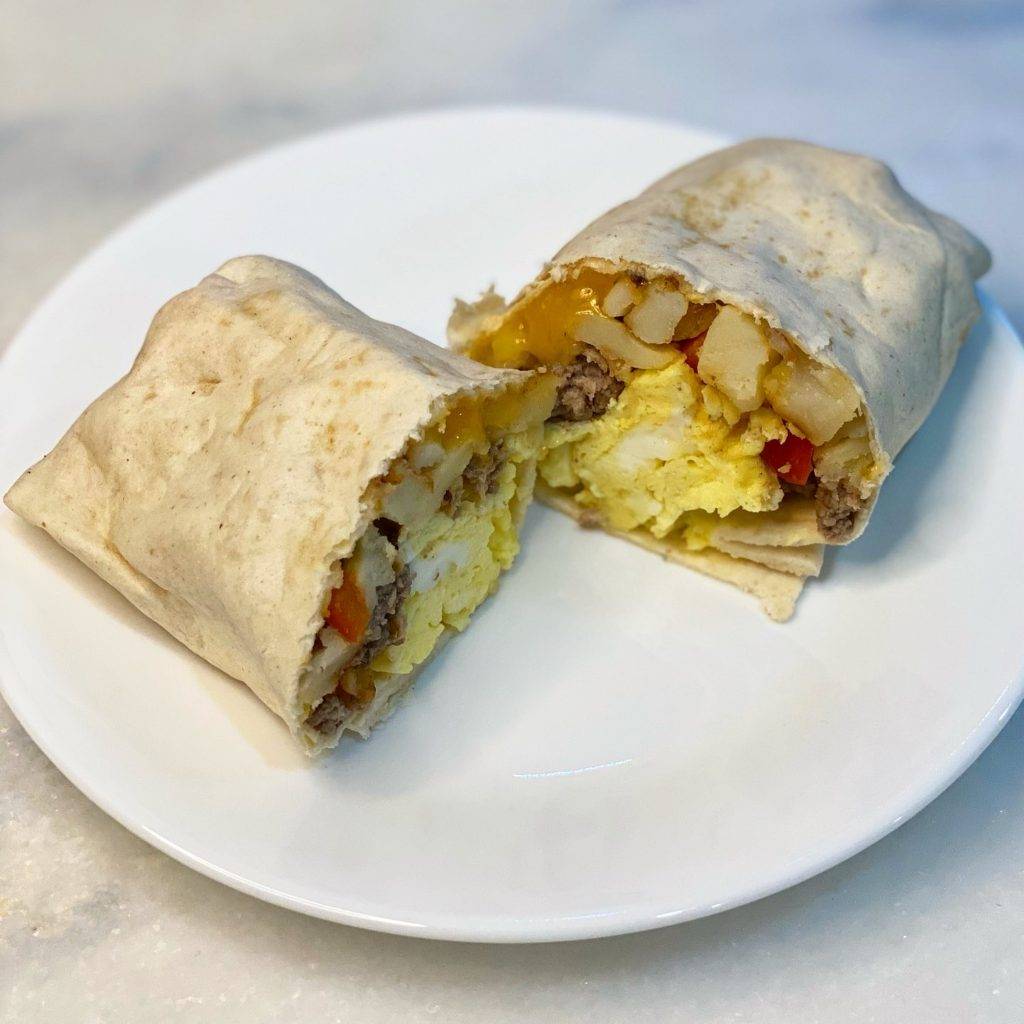 freezer breakfast burritos close up