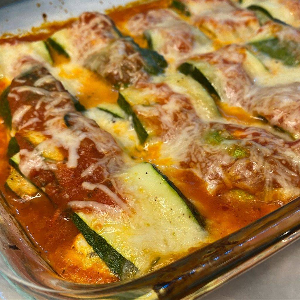 zucchini ravioli in dish