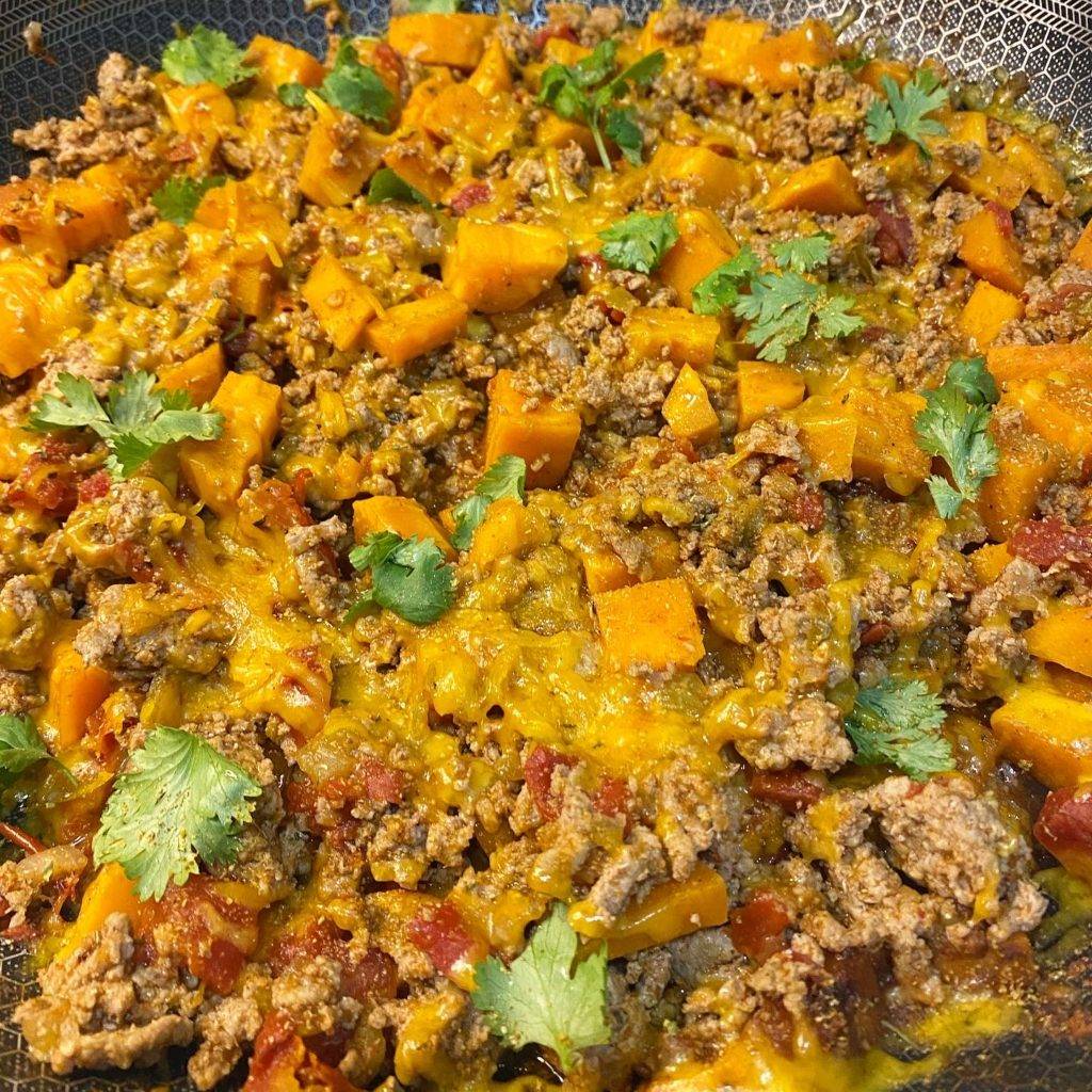 sweet potato ground turkey skillet