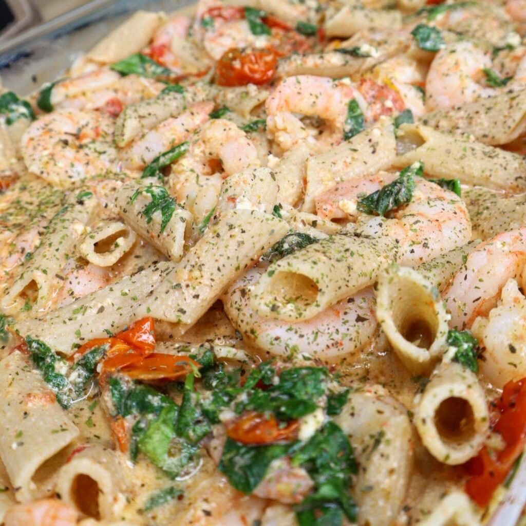 shrimp & feta pasta