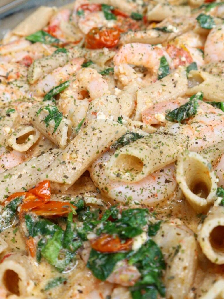 Shrimp & Feta Protein Pasta Bake