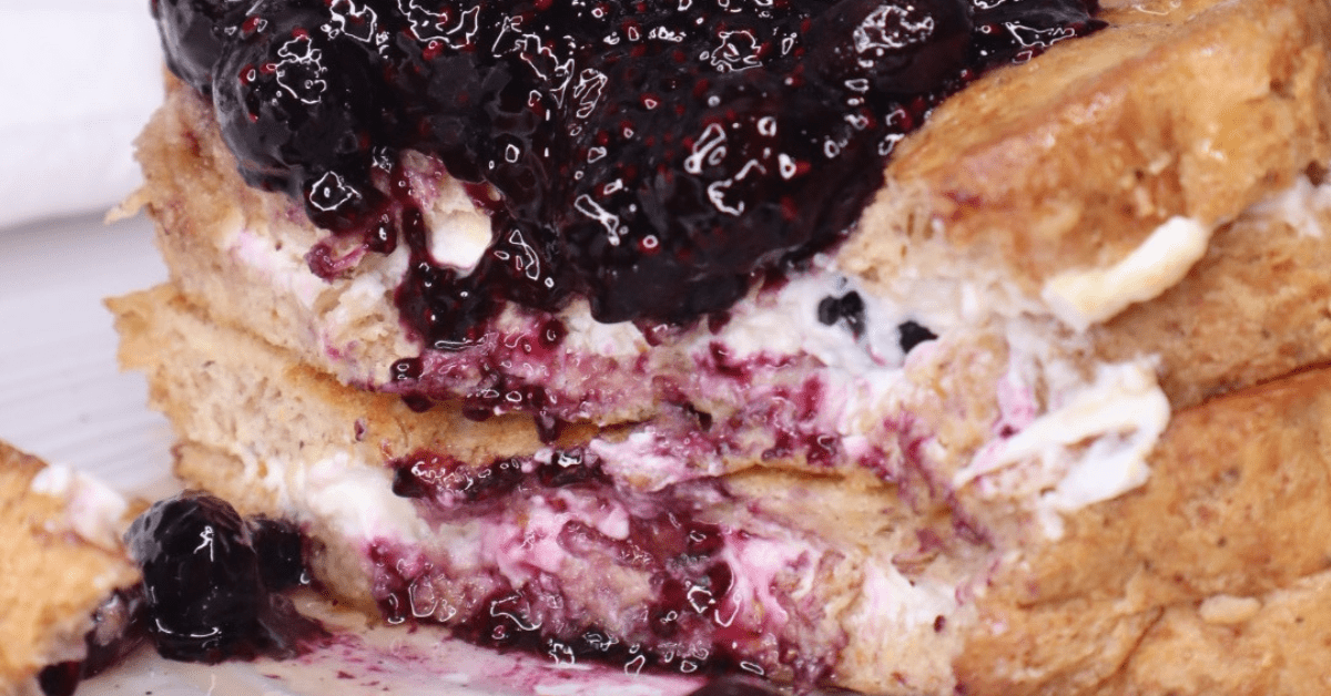 blueberry cheesecake protein stuffed french toast