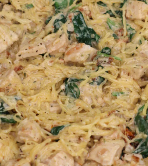 spaghetti squash tuscan chicken alfredo