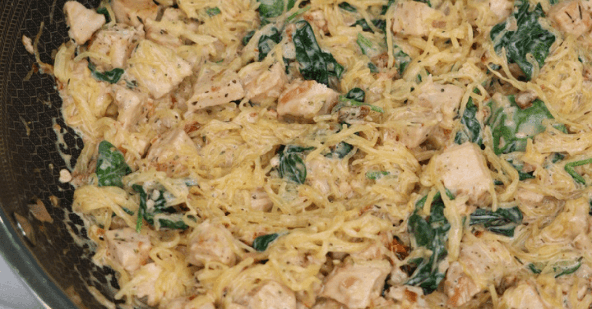 spaghetti squash tuscan chicken alfredo