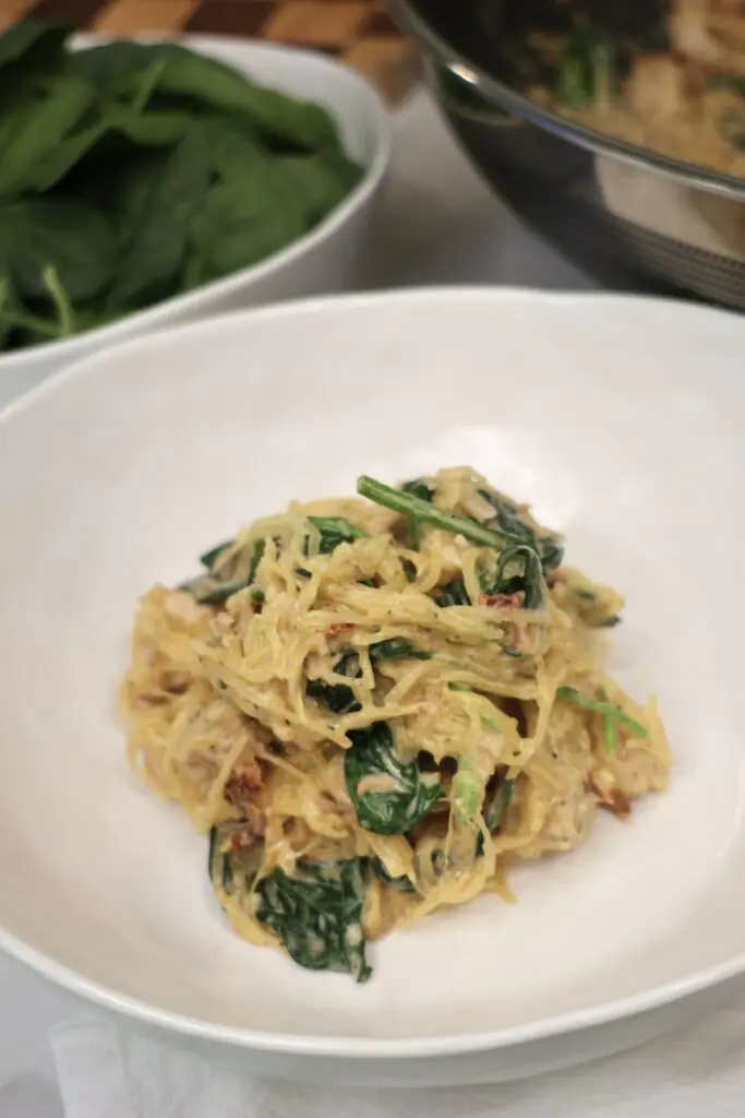 spaghetti squash tuscan chicken alfredo