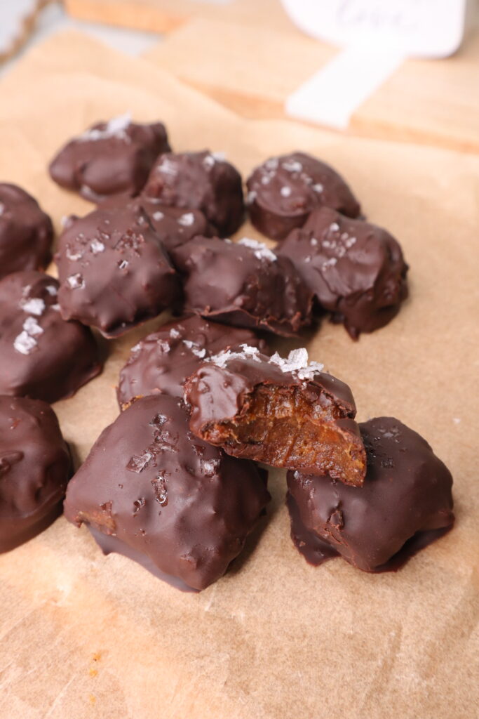 Vanilla Bean Sea Salt Dark Chocolate Date Caramels