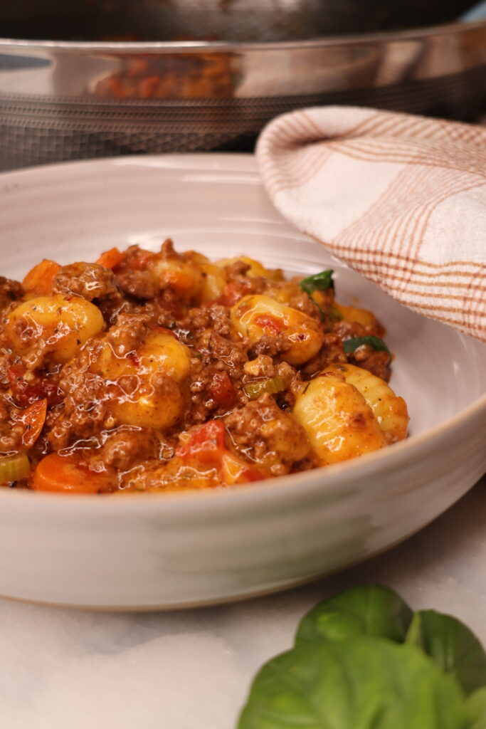 cheesy gnocchi Bolognese