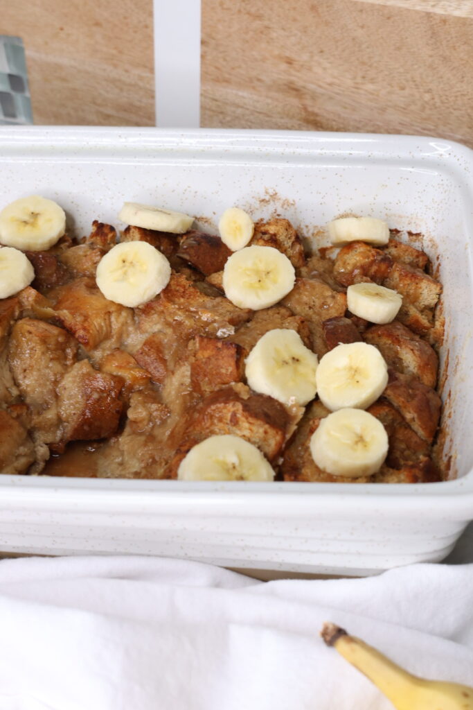 bananas foster protein bread pudding