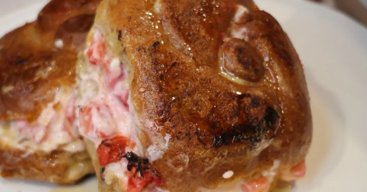 strawberry cheesecake protein stuffed french toast