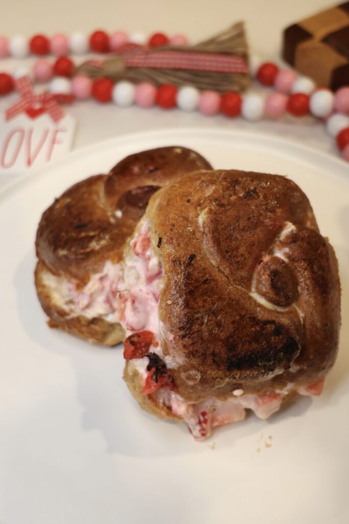 strawberry cheesecake protein stuffed french toast