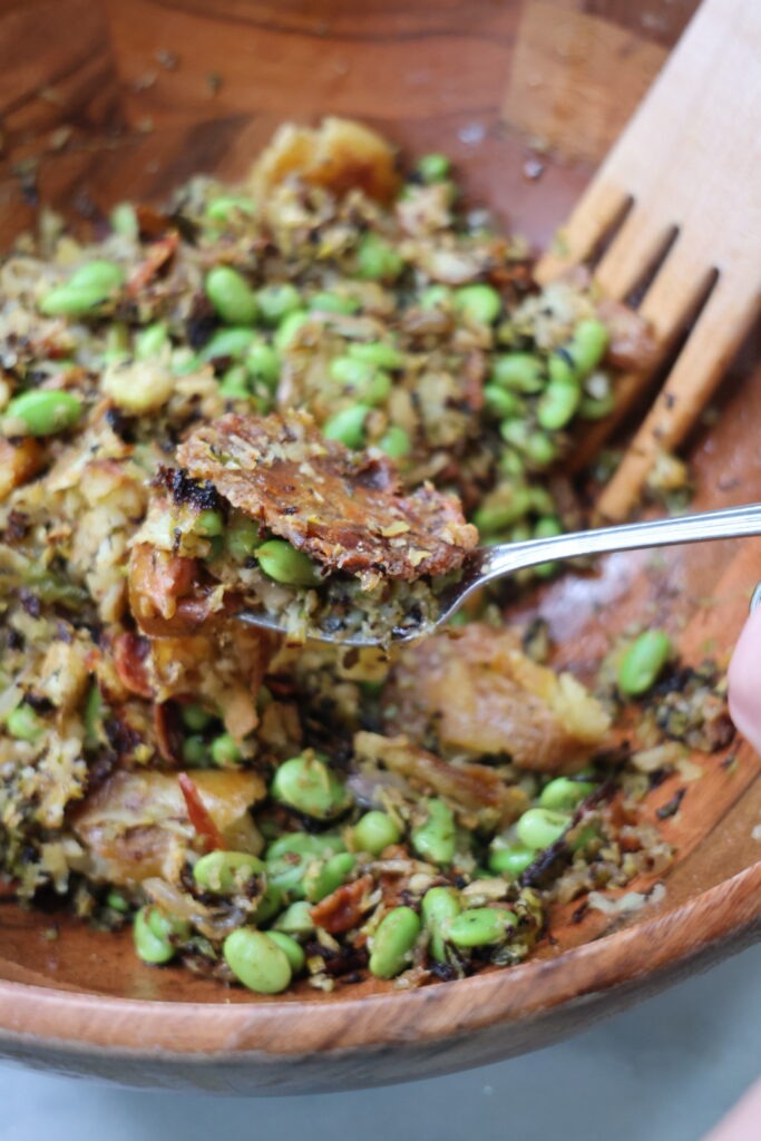 smashed potato brussels sprouts salad