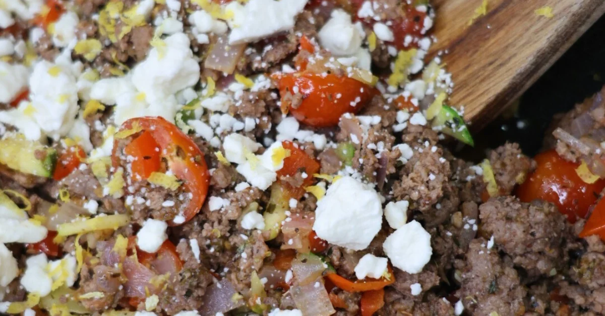 Mediterranean ground beef stir fry gluten free high protein