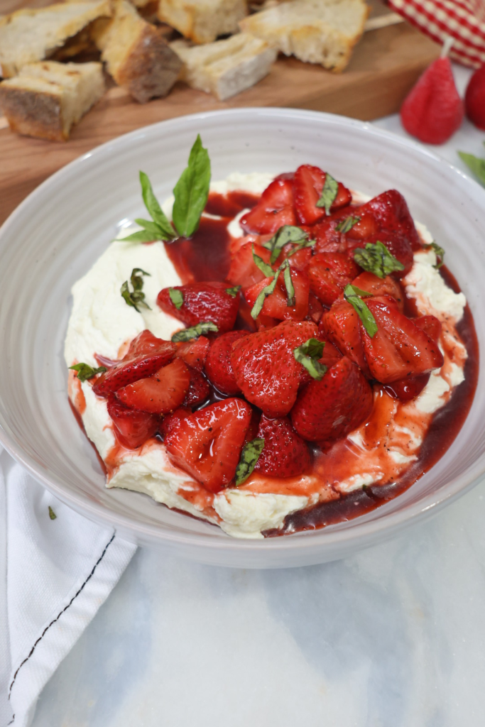 balsamic roasted strawberry whipped feta
