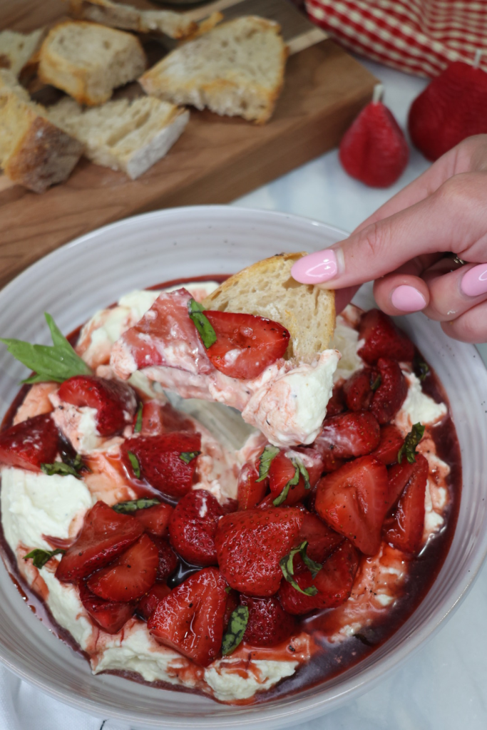 balsamic roasted strawberry whipped feta