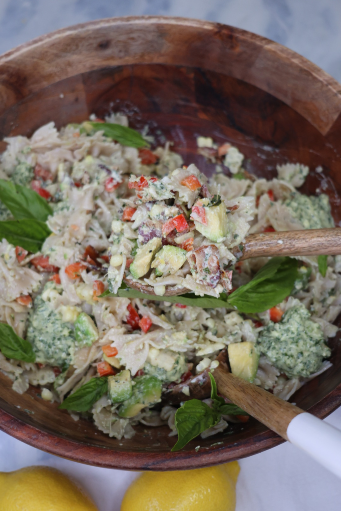 summer corn pesto pasta salad