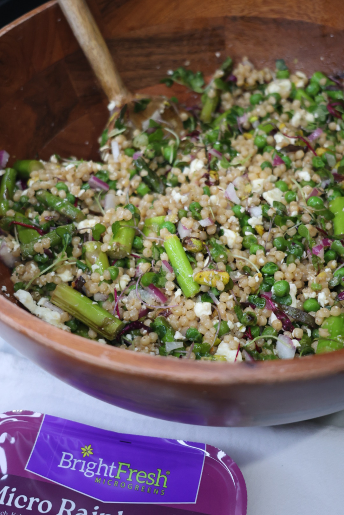 lemony couscous salad with veggies and feta