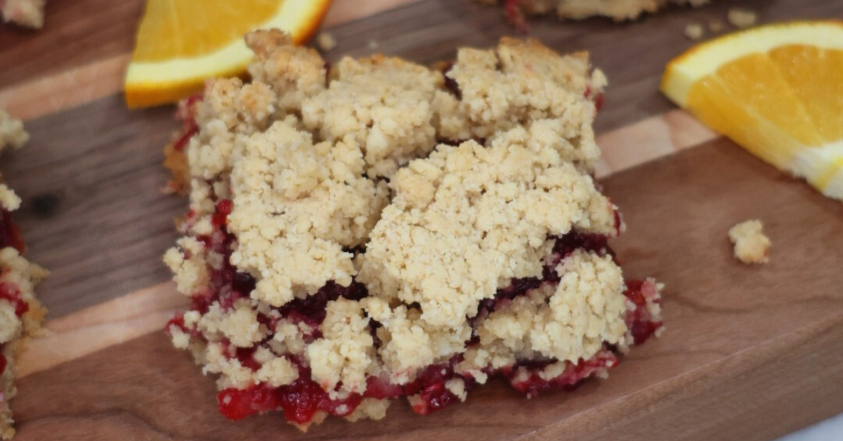 Cranberry Orange Almond Flour Shortbread Bars