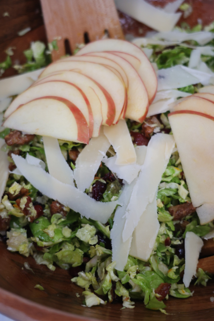 Shredded Brussels Sprouts Salad with Candied Walnuts