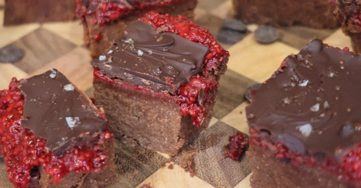 no bake chocolate raspberry protein squares