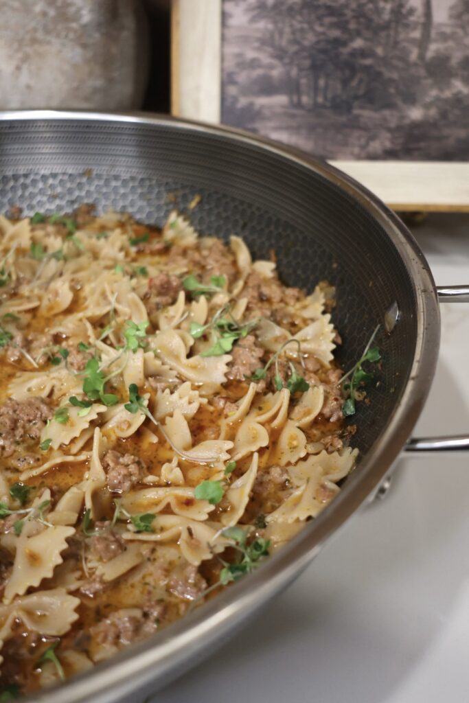 creamy garlic parmesan beef noodles