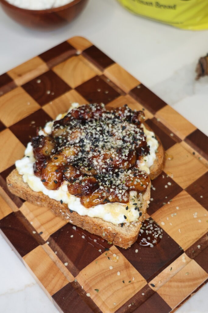 bananas foster cottage cheese toast