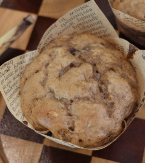 Moist Banana Espresso Greek Yogurt Chocolate Chip Muffins with dark chocolate chips