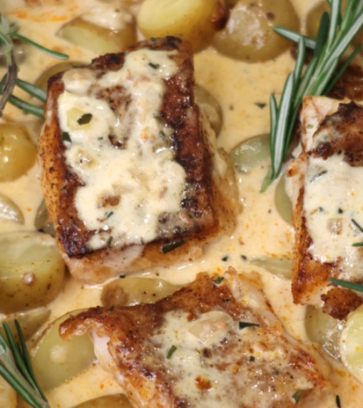 Creamy Rosemary Lemon White Fish & Potatoes