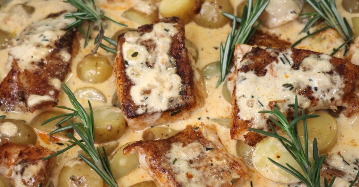 Creamy Rosemary Lemon White Fish & Potatoes