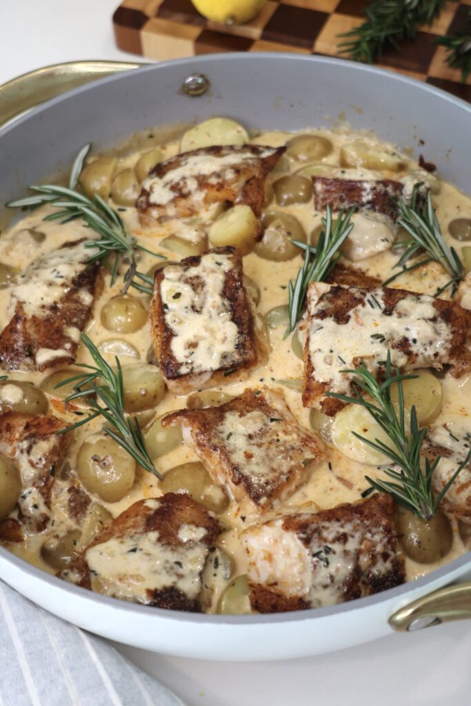 Creamy Rosemary Lemon White Fish & Potatoes