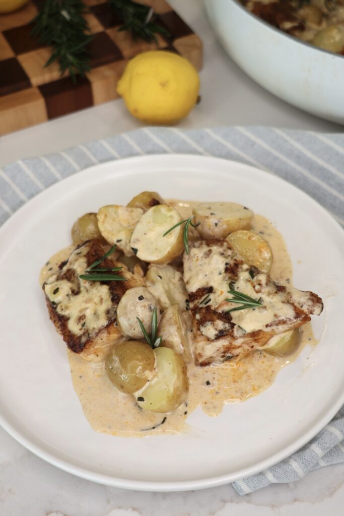Creamy Rosemary Lemon White Fish & Potatoes